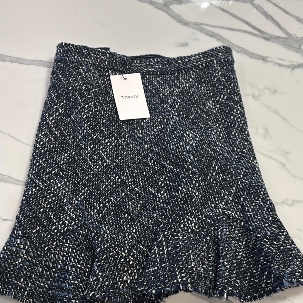 Brand new theory diag Women's Blue autumn Tweed Skirt size 0